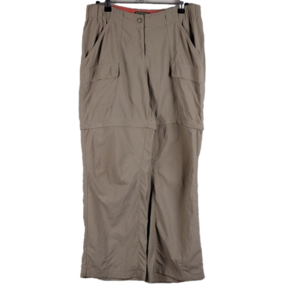 L.L. Bean Khaki Nylon Mid Rise Zip Away Short Pant Combo Straight Leg Cargo Pant
